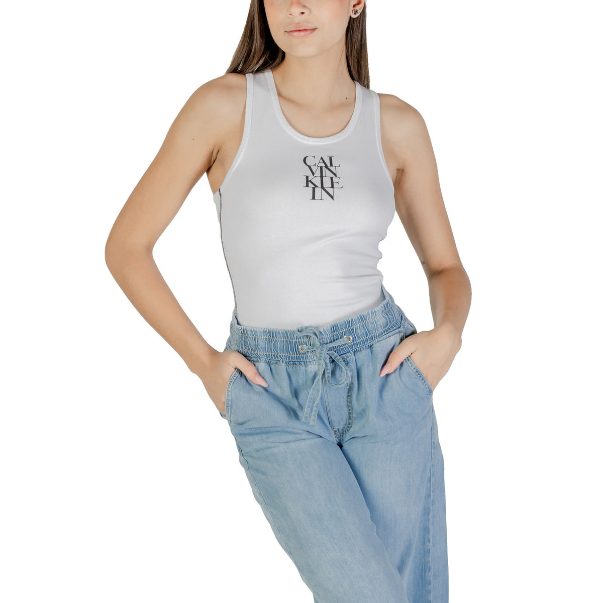 Calvin Klein Jeans Tops Ar Lencītēm Sievietēm