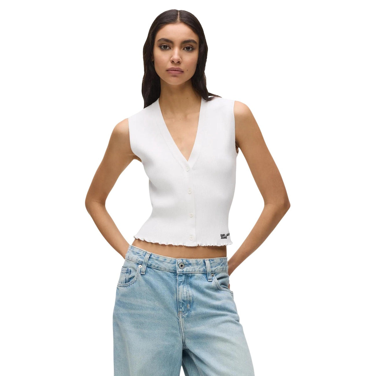 Karl Lagerfeld Jeans Tops Ar Lencītēm Sievietēm