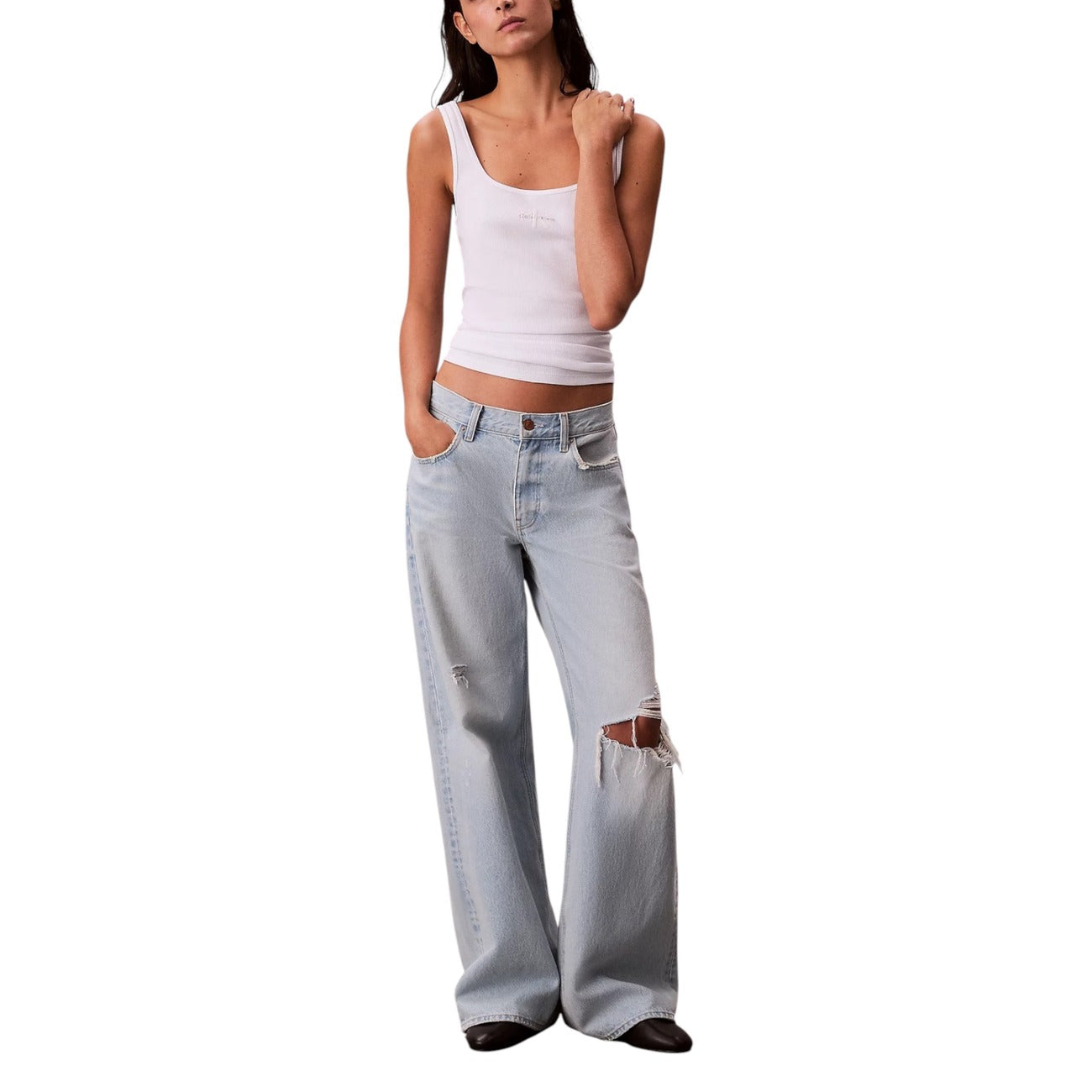 Calvin Klein Jeans Tops Ar Lencītēm Sievietēm